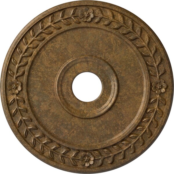 Ekena Millwork Wreath Ceiling Medallion (Fits Canopies up to 6"), 21 1/8"OD x 3 5/8"ID x 7/8"P, Rubbed Bronze CM21WRRZS - main